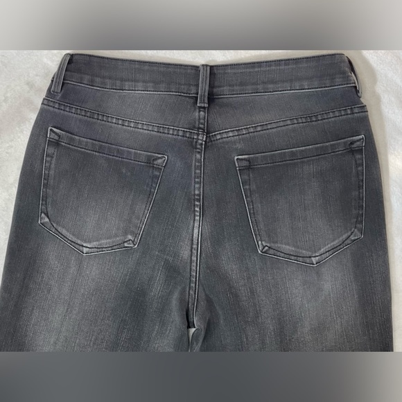 Soft Surroundings Skinny Jeans Dark Gray Frayed Tulip Hem Mid Rise Size 4 - Picture 3 of 10